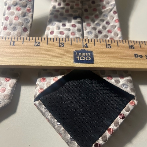 Geoffrey Beene Gray and Red Classic Tie with Polka Dots pastels - Picture 7 of 8